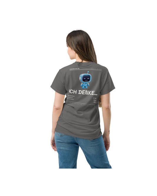 T-Shirt Agent denkt in graphit — am Model