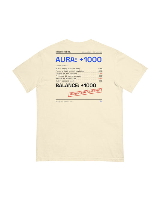 cream T-shirt Aura Ledger — back print