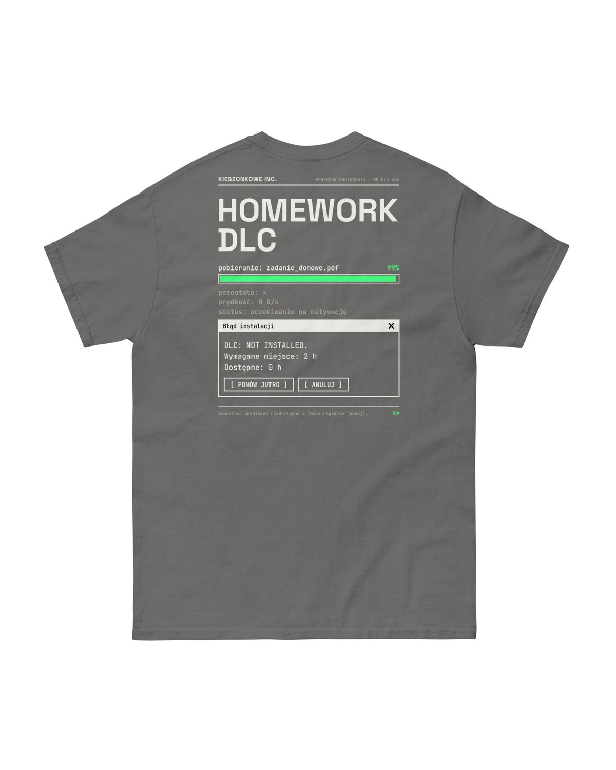Grafitowa koszulka Homework DLC — nadruk na plecach