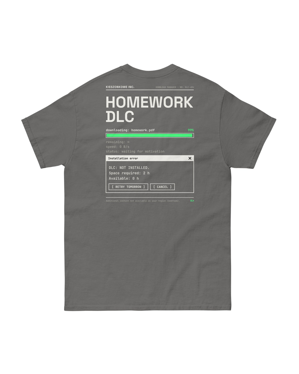 graphite T-shirt Homework DLC — back print