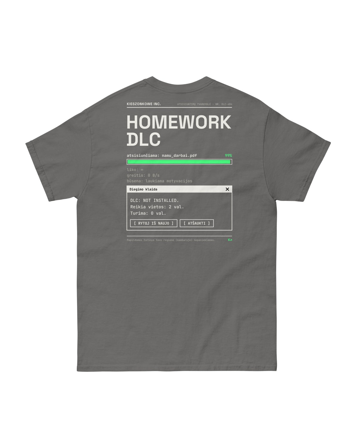 Marškinėliai Homework DLC, grafito — spaudinys ant nugaros