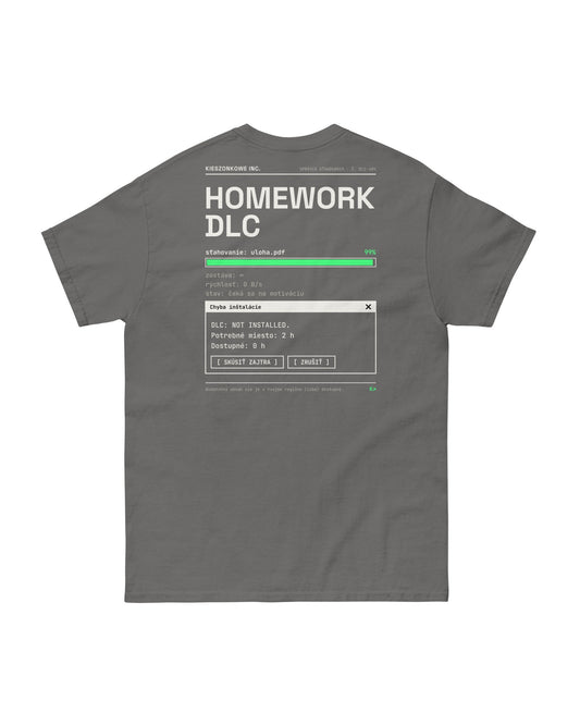 Tričko Homework DLC, grafitová — potlač na chrbte