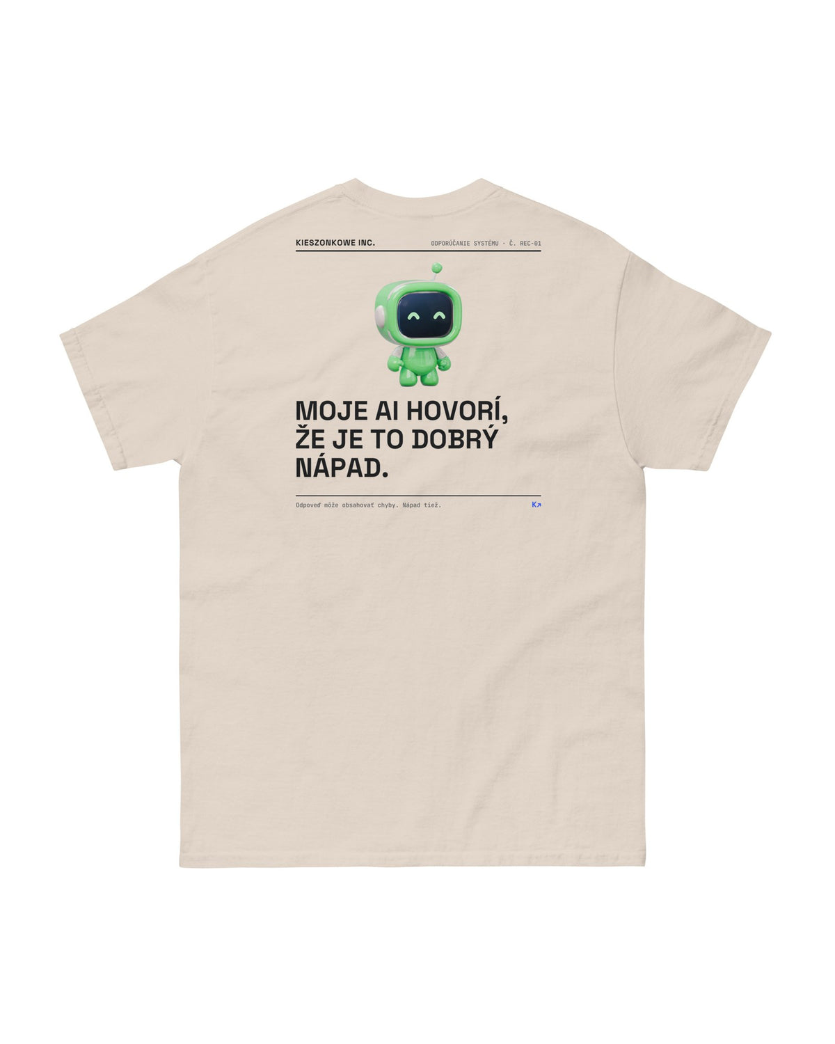 Tričko Moje AI hovorí, že je to dobrý nápad, krémová — potlač na chrbte