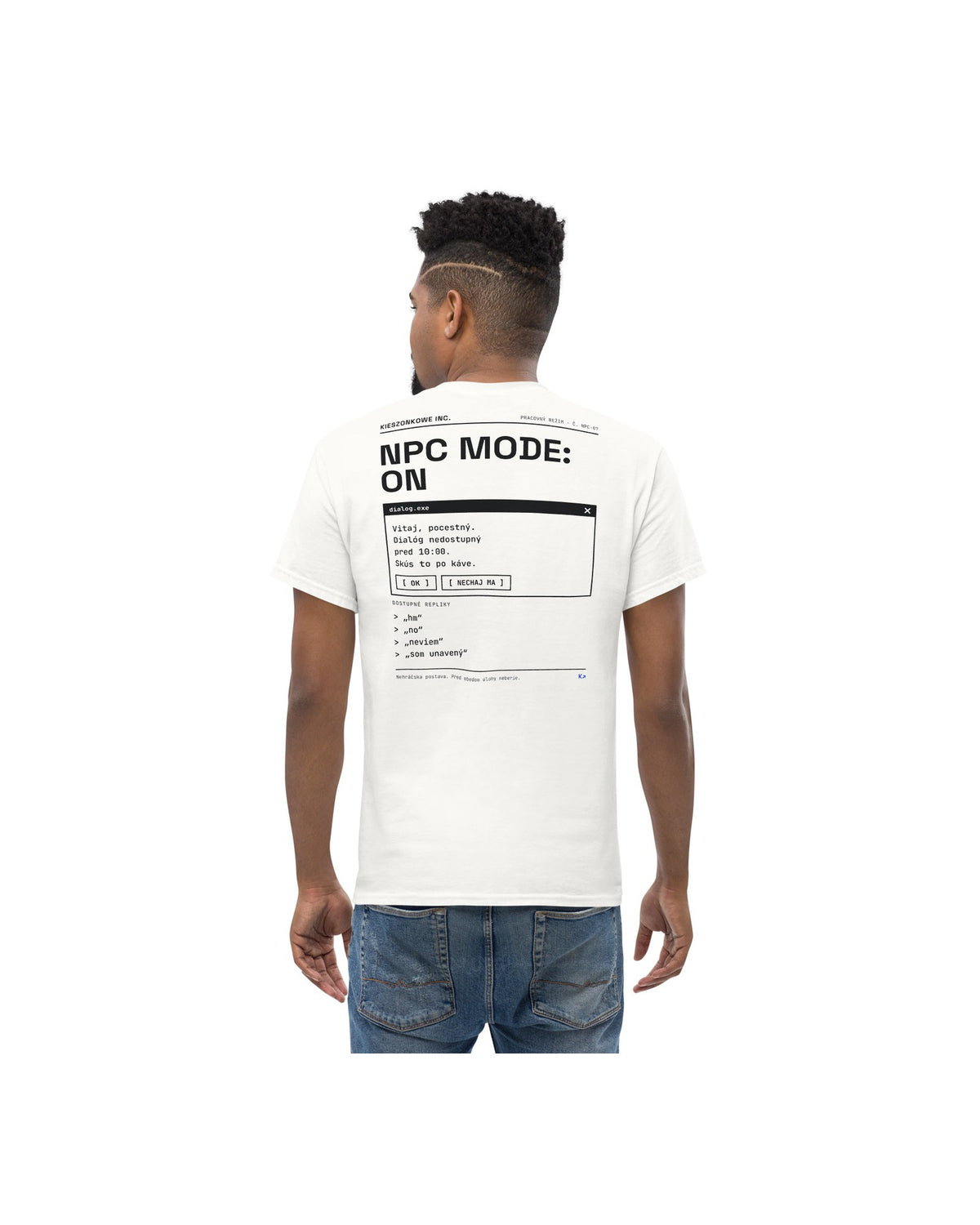 Tričko NPC Mode, biela — na modelovi