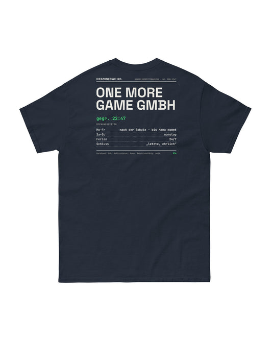 T-Shirt One More Game GmbH in navy — Rückenprint