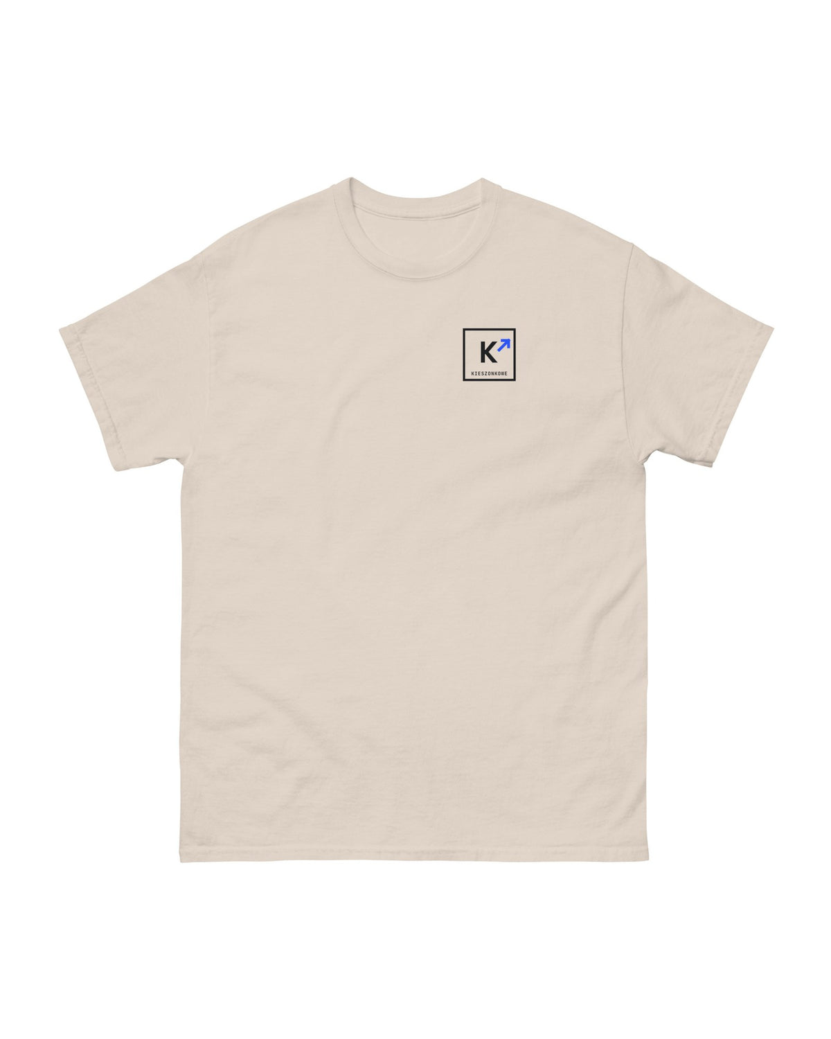 T-Shirt Crash-Out-Versicherung in creme — Vorderseite mit K↗-Logo