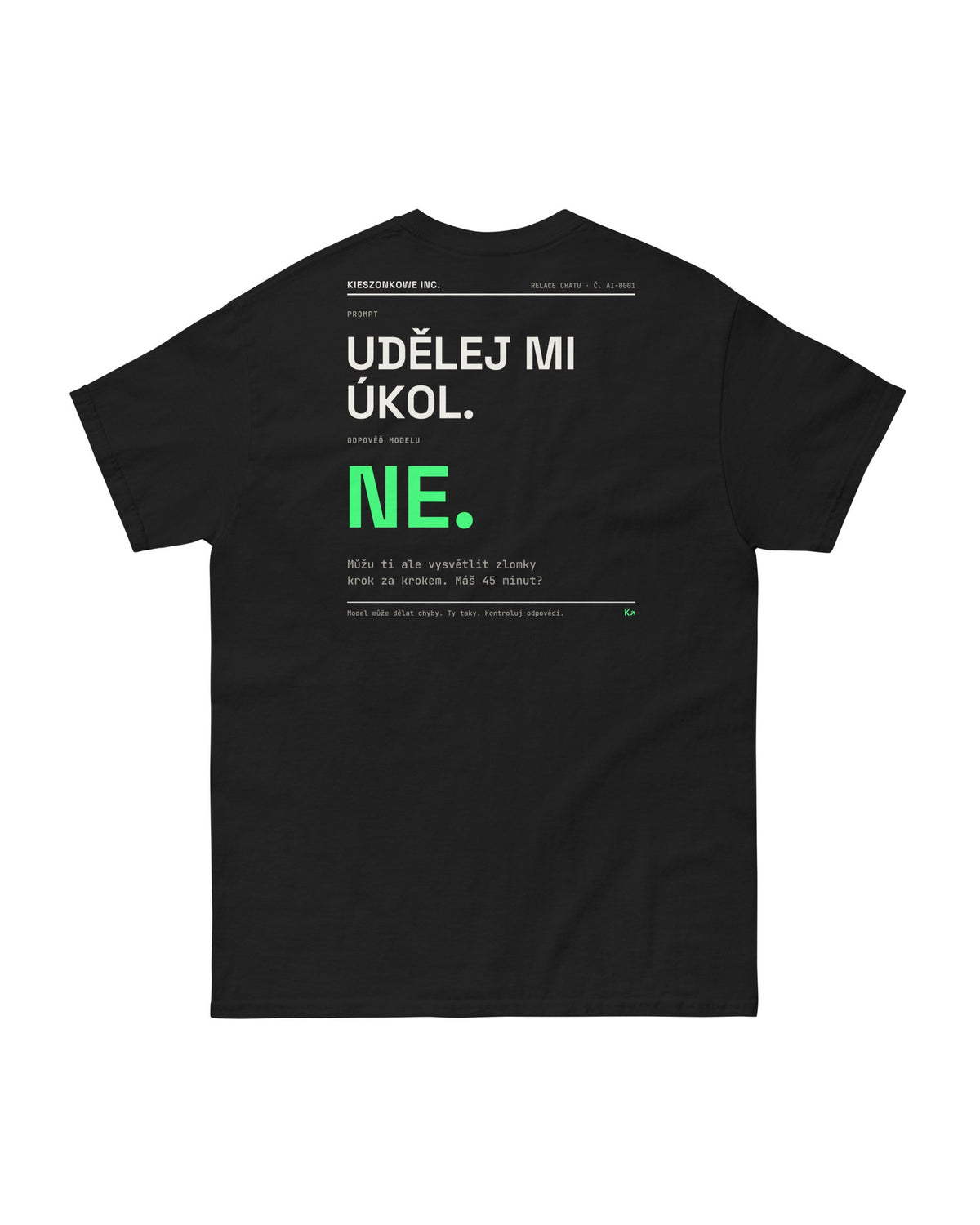 Tričko Prompt: Udělej mi úkol, černá — potisk na zádech
