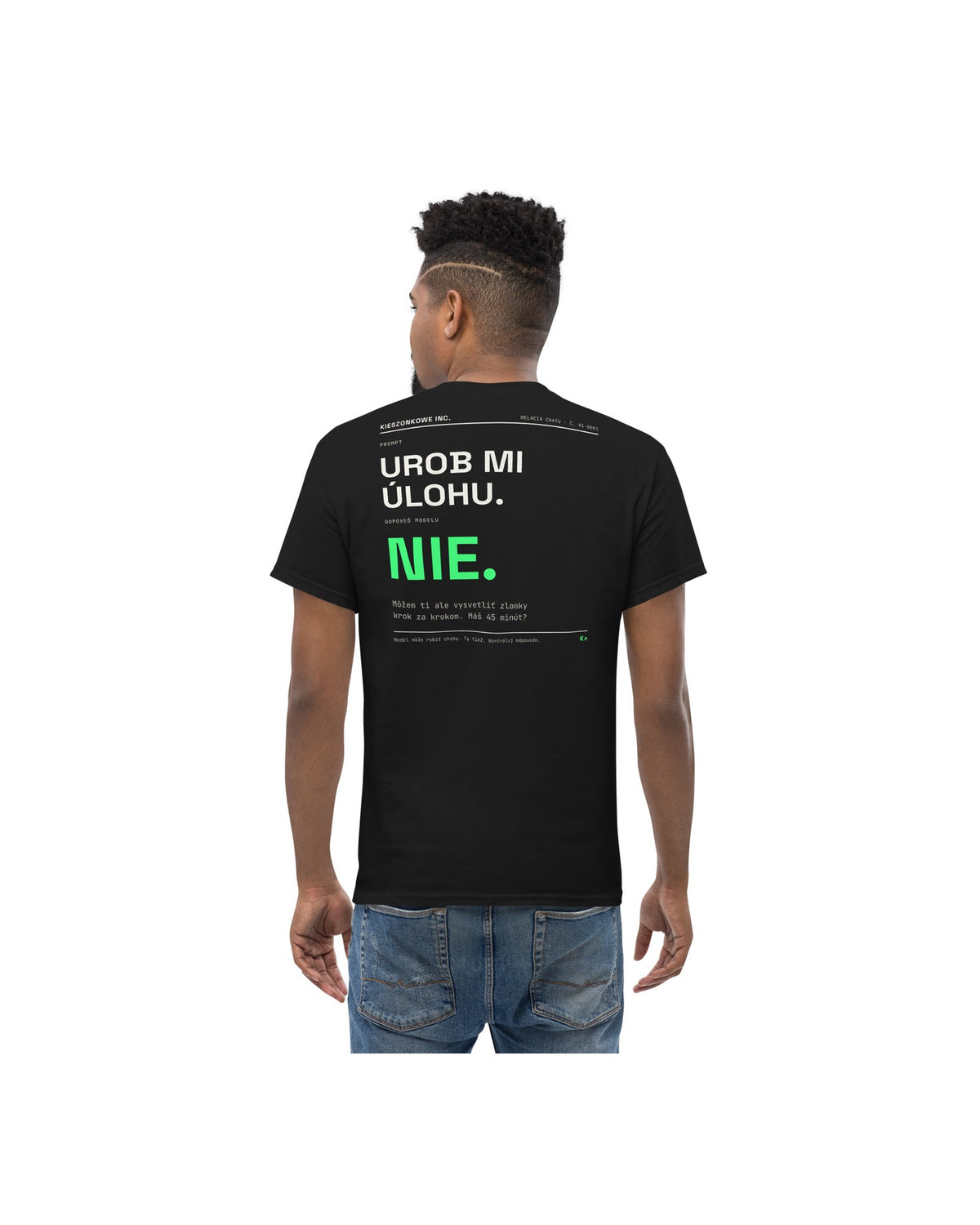 Tričko Prompt: Urob mi úlohu, čierna — na modelovi