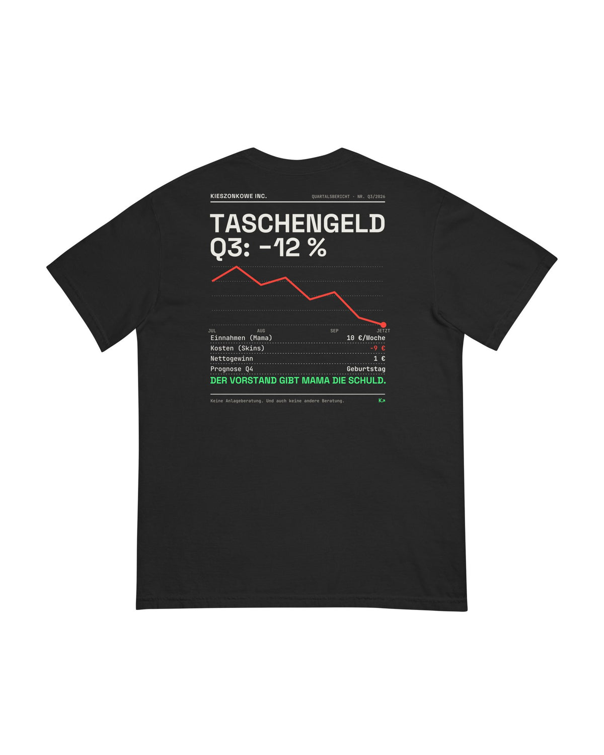 T-Shirt Q3 Report in schwarz — Rückenprint