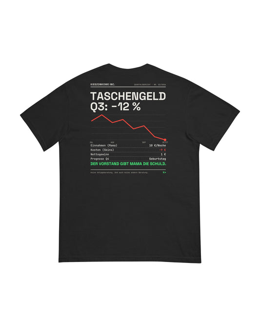T-Shirt Q3 Report in schwarz — Rückenprint