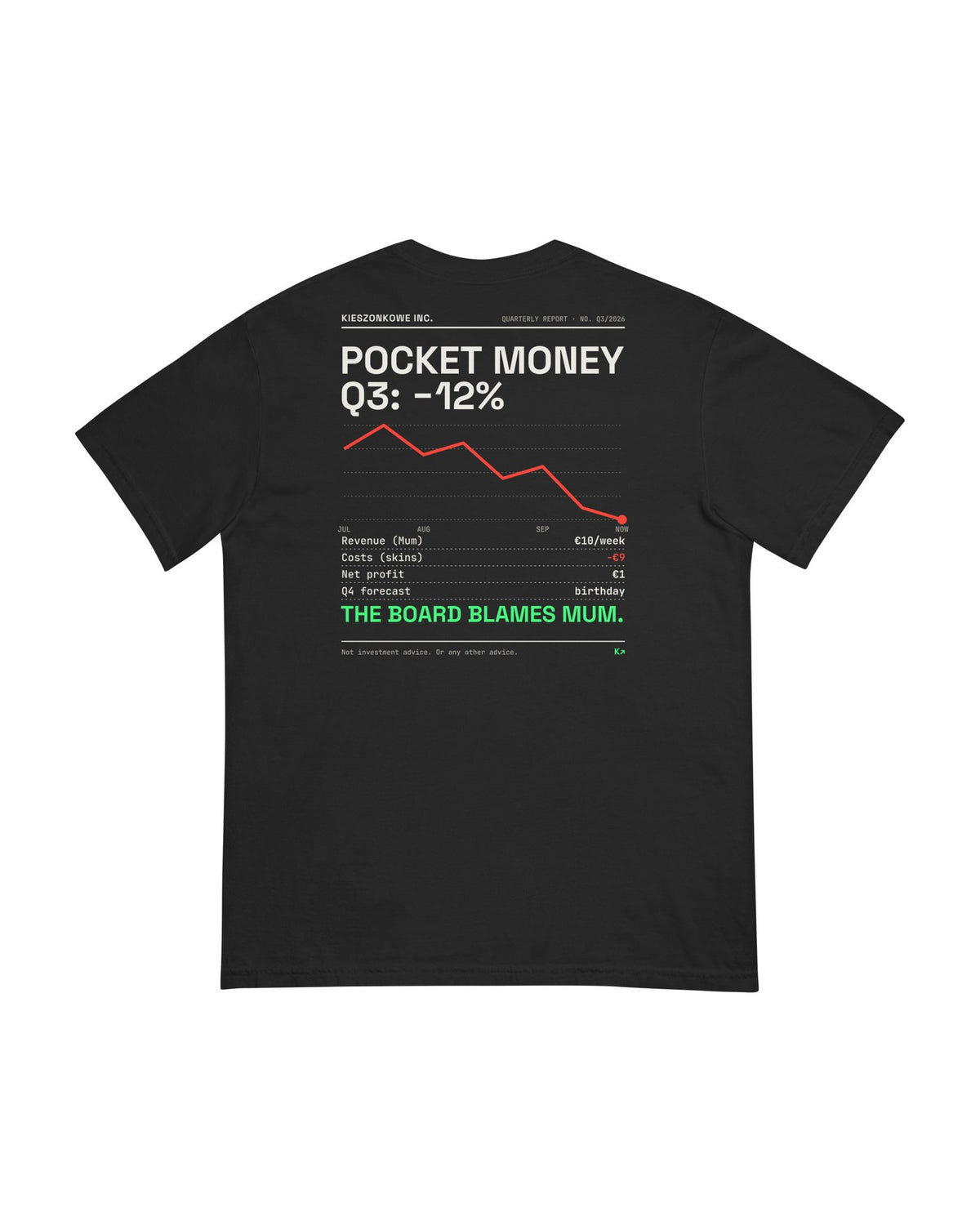 black T-shirt Q3 Report — back print