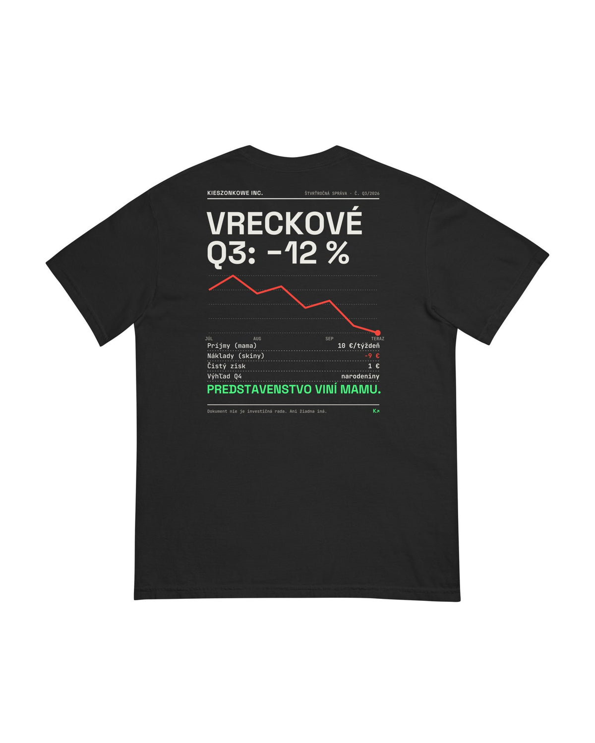 Tričko Q3 Report, čierna — potlač na chrbte