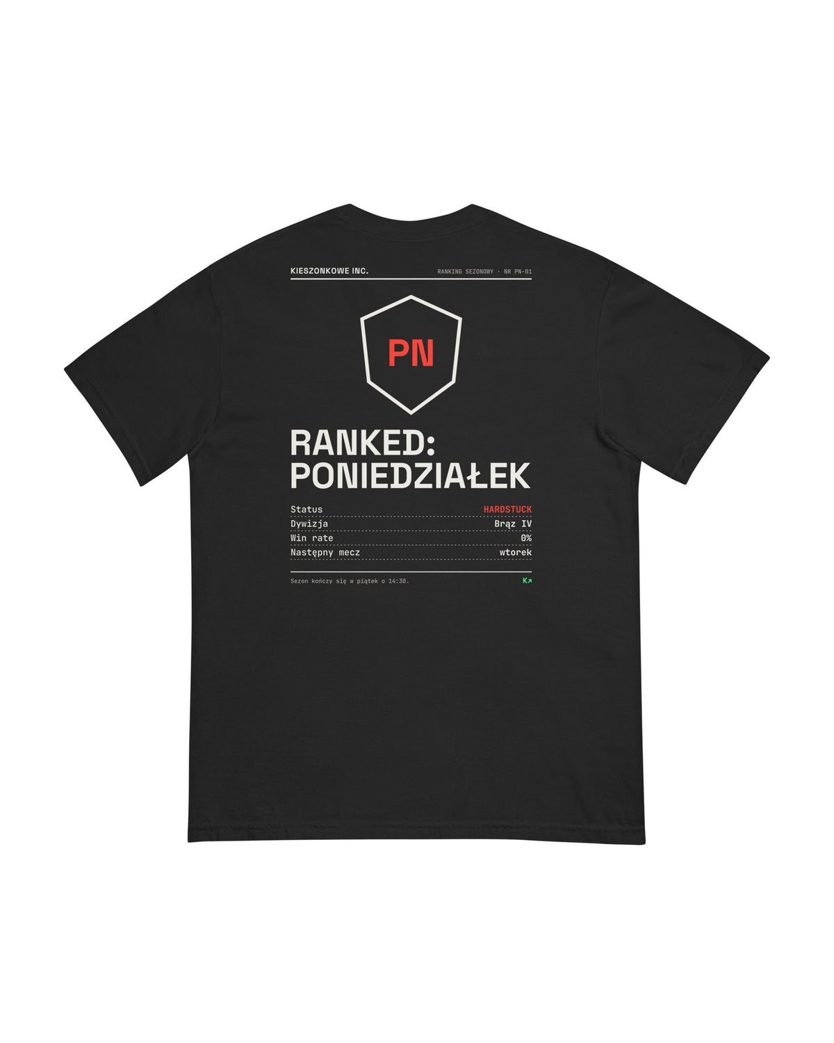 Czarna koszulka Ranked: Poniedziałek — nadruk na plecach