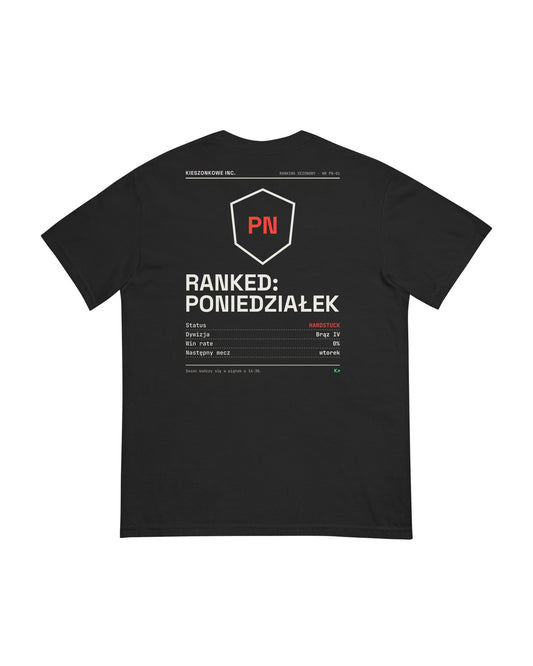 Czarna koszulka Ranked: Poniedziałek — nadruk na plecach