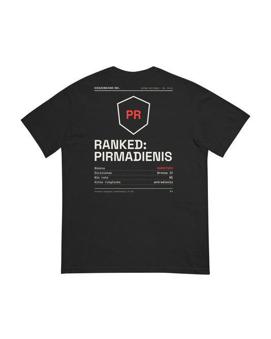 Marškinėliai Ranked: Pirmadienis, juoda — spaudinys ant nugaros