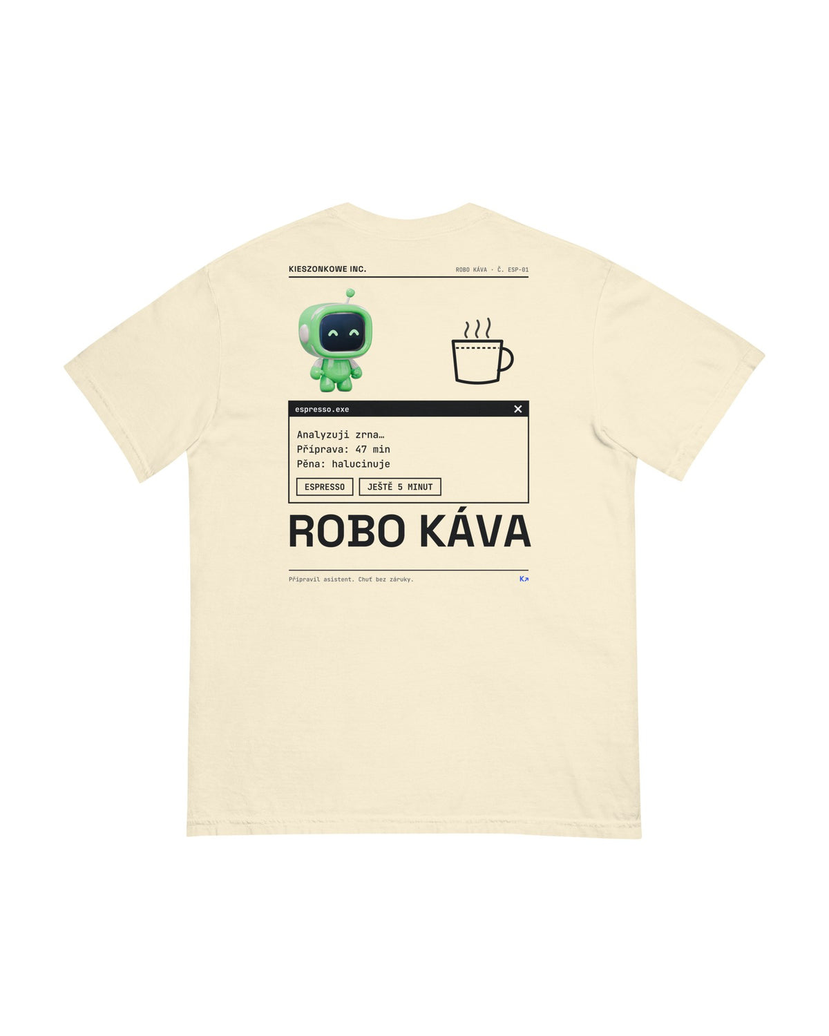 Tričko Robo káva, krémová — potisk na zádech