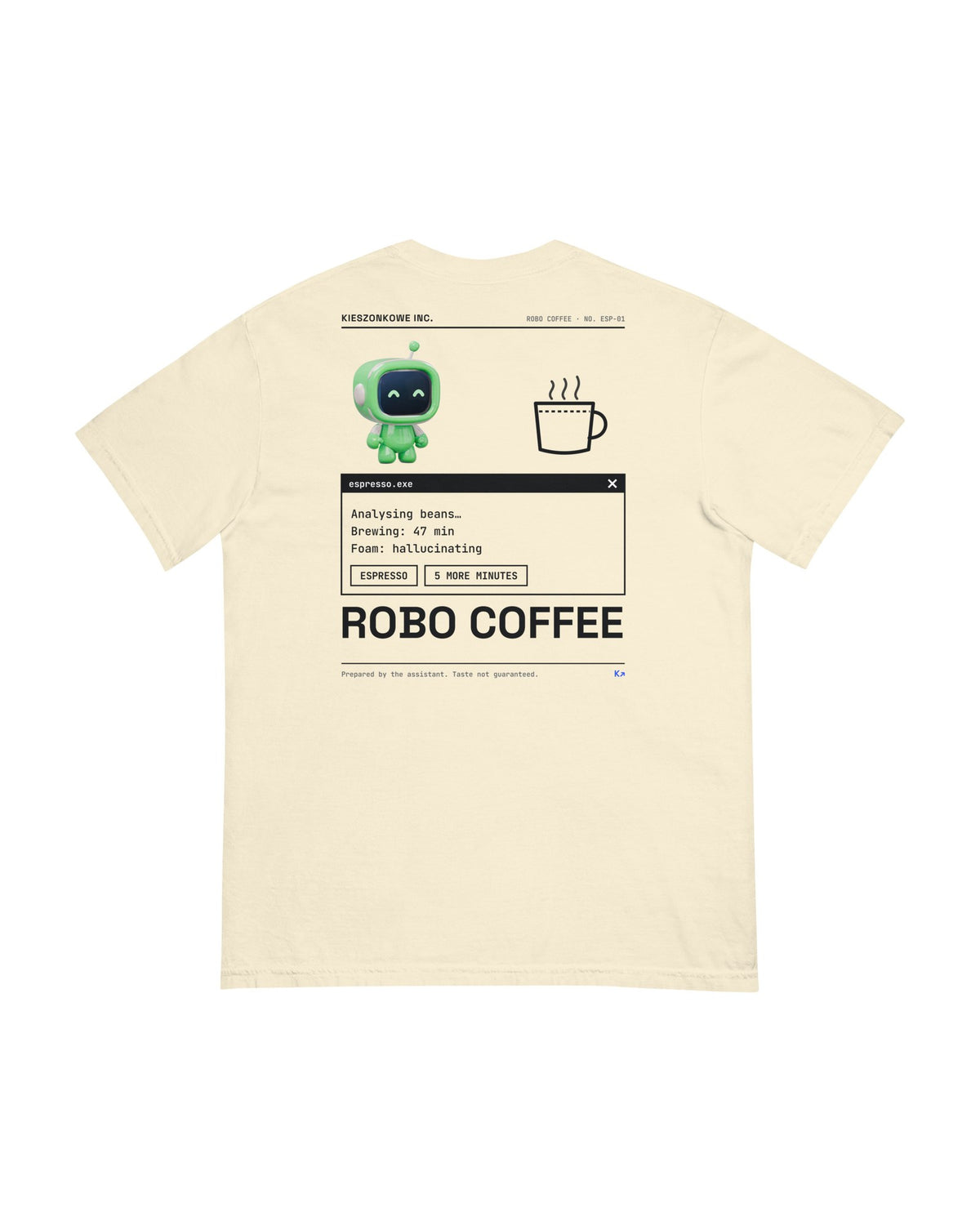 cream T-shirt Robo Coffee — back print