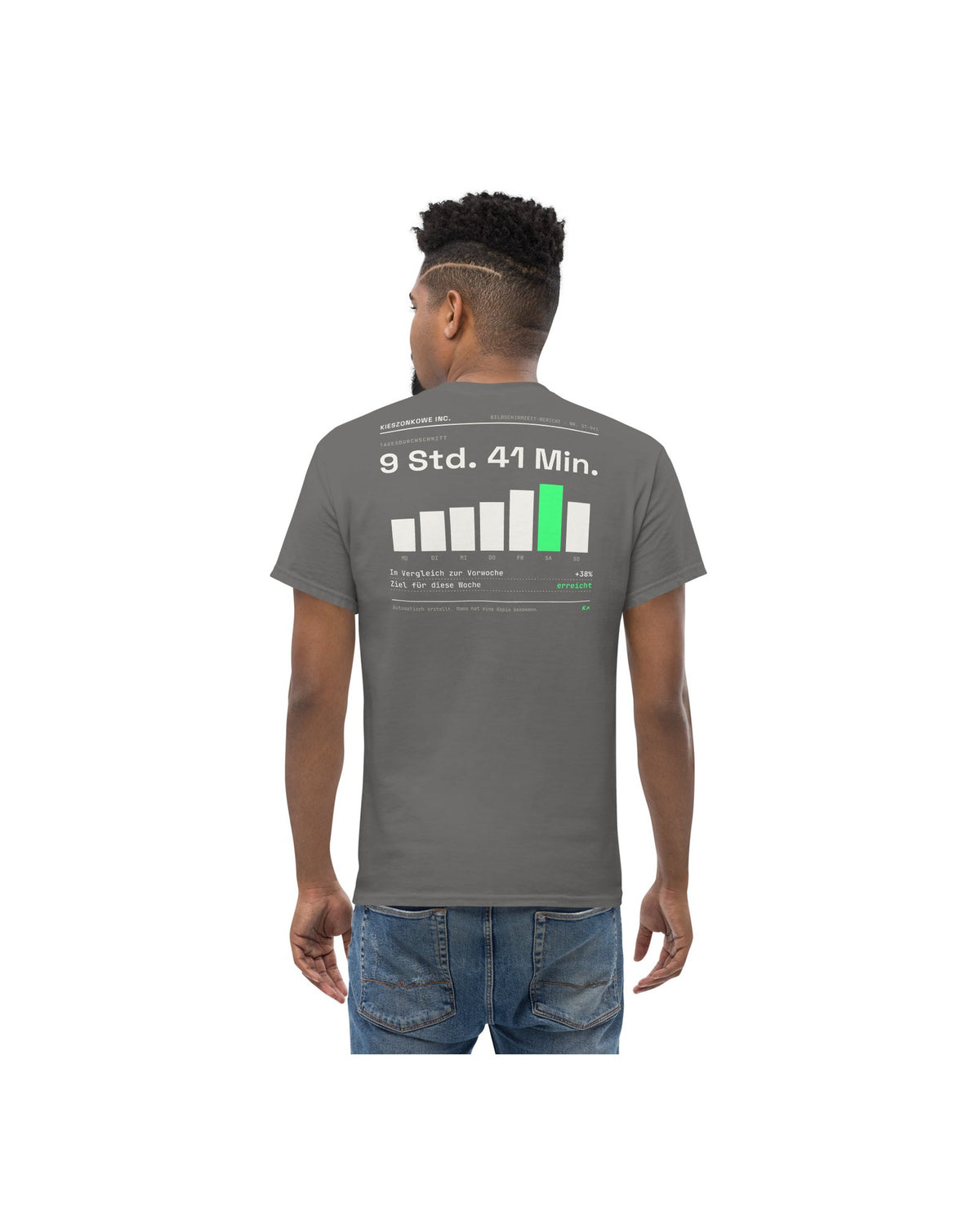 T-Shirt Screen Time Report in graphit — am Model