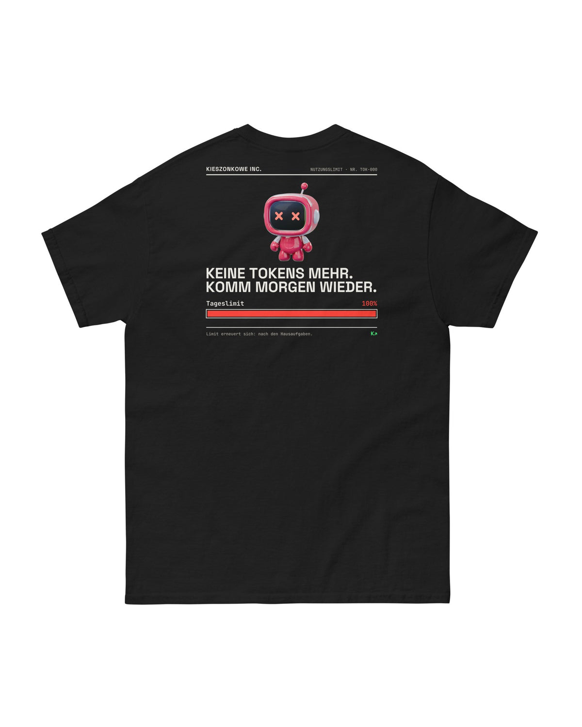T-Shirt Keine Tokens mehr in schwarz — Rückenprint