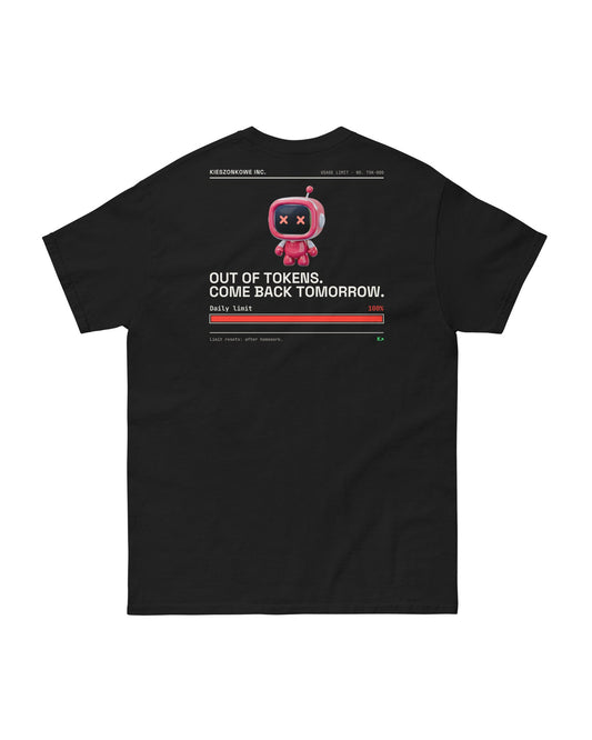 black T-shirt Out of Tokens — back print