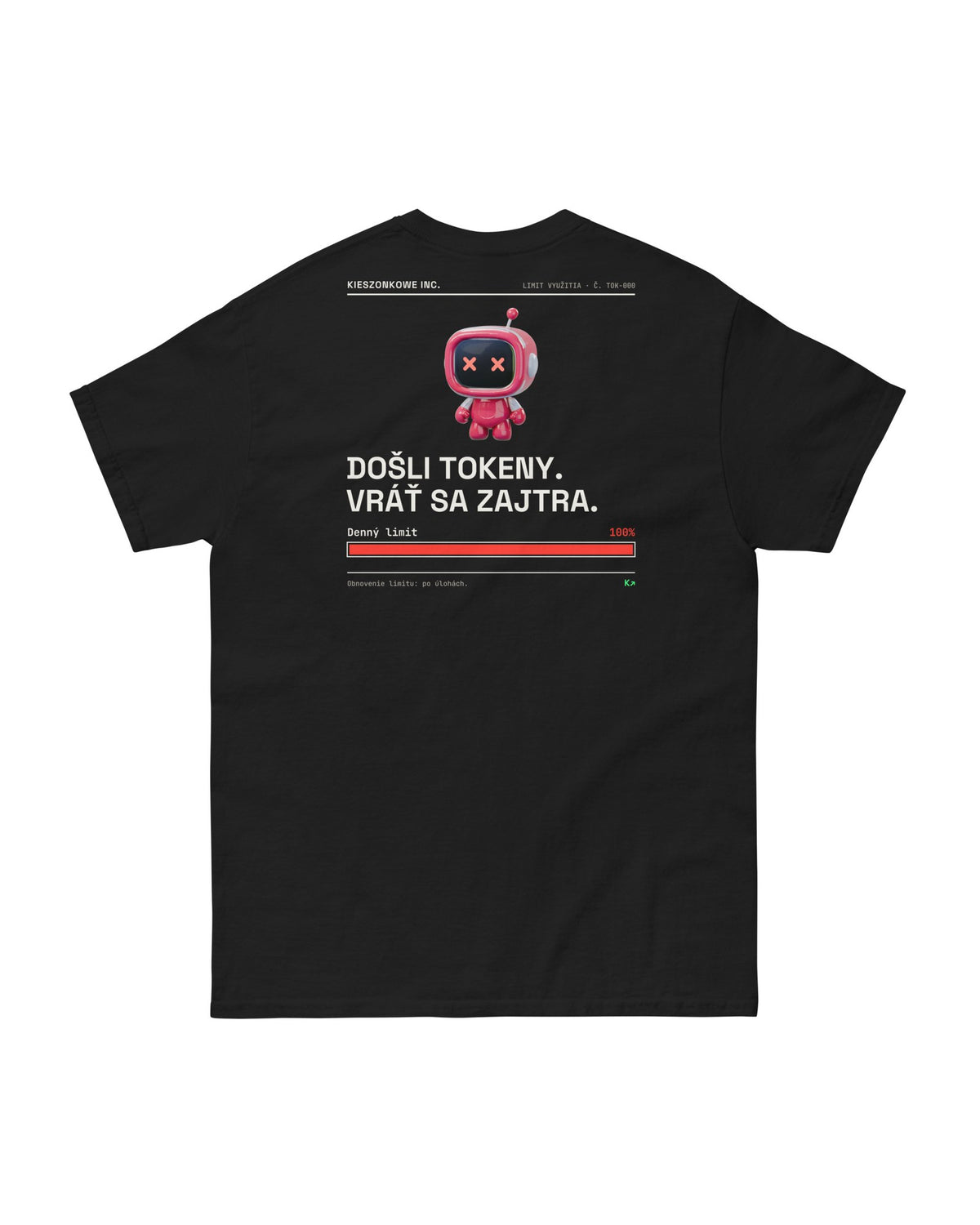Tričko Došli tokeny, čierna — potlač na chrbte