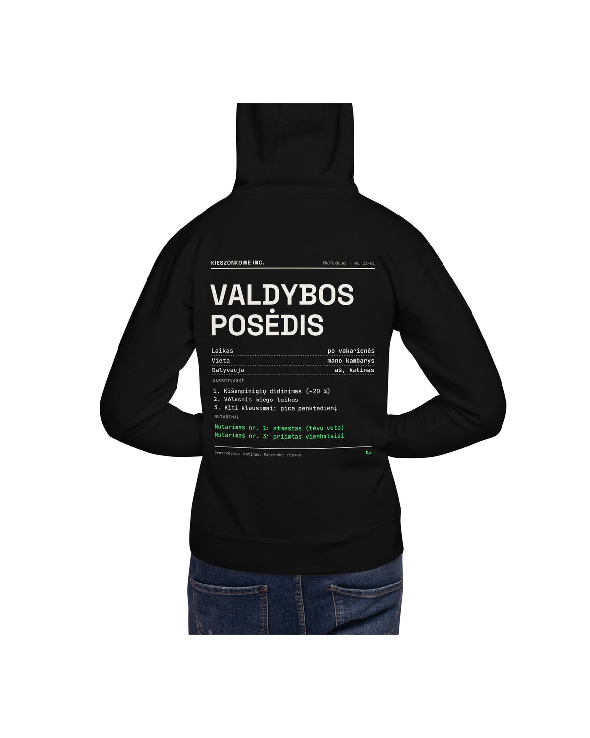 Džemperis Valdybos posėdis, juoda — ant modelio